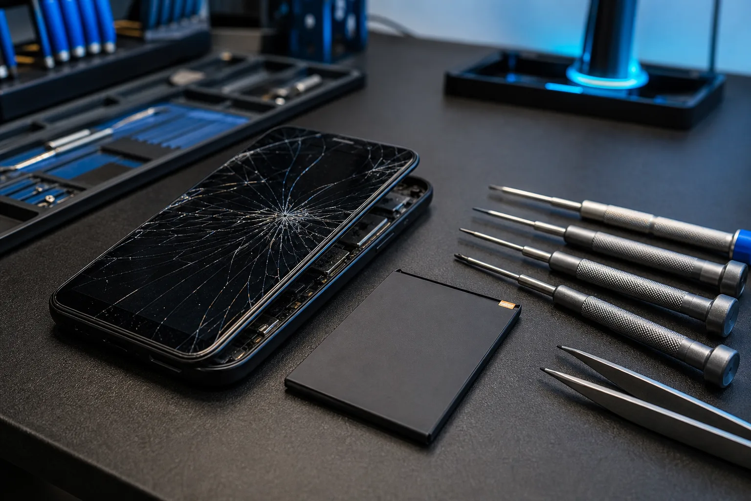 Motorola-telefon under reparation på værksted