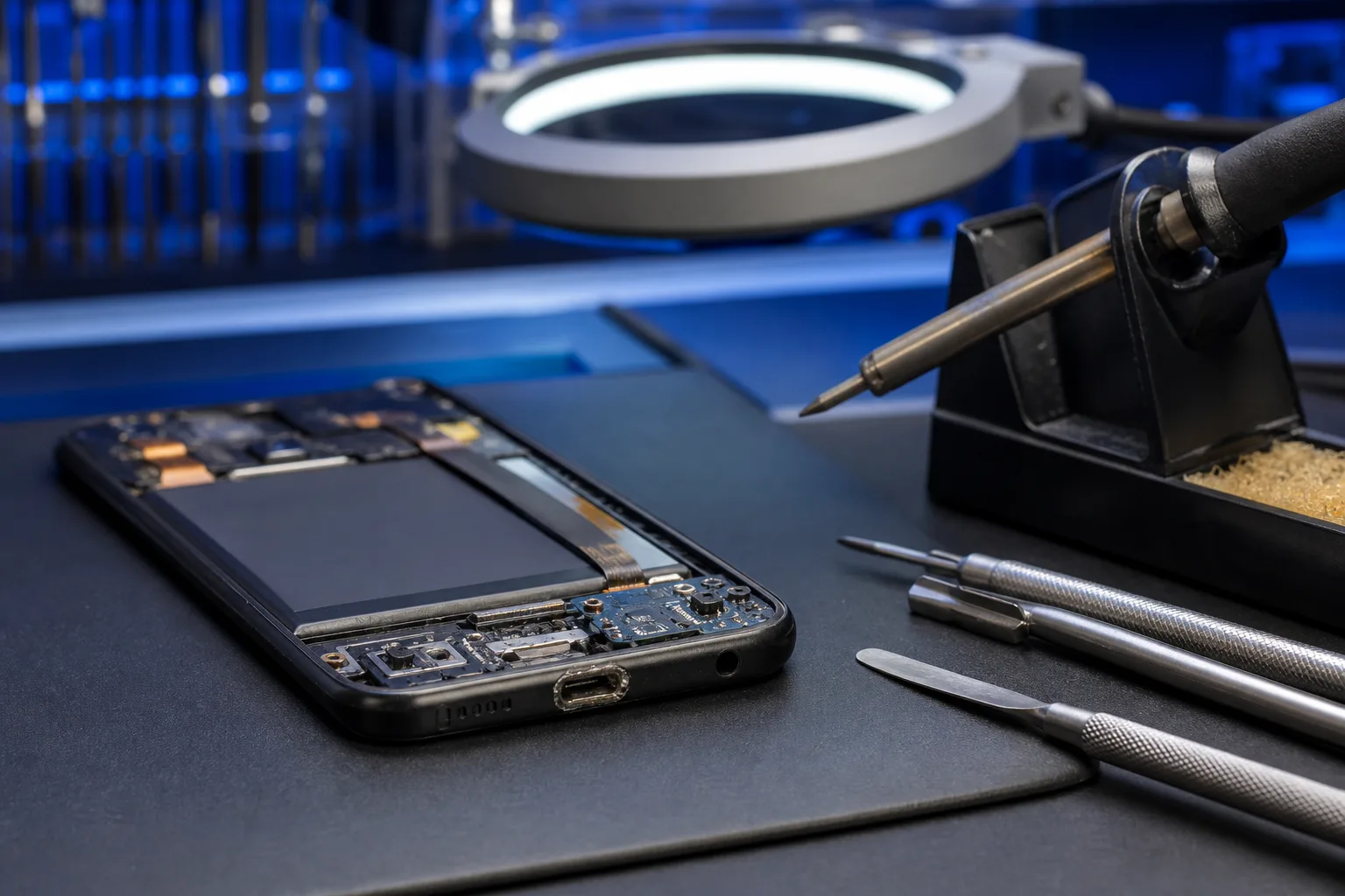 Xiaomi-telefon under reparation på værksted